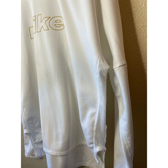 Nike Dry-Fit Activewear Athleisure White Vented Hoodie Glitter Gold Logo Medium - Picture 11 of 11
